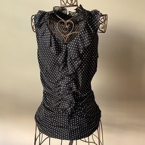 White House Black Market Black with White Polkadot Sleeveless shirt